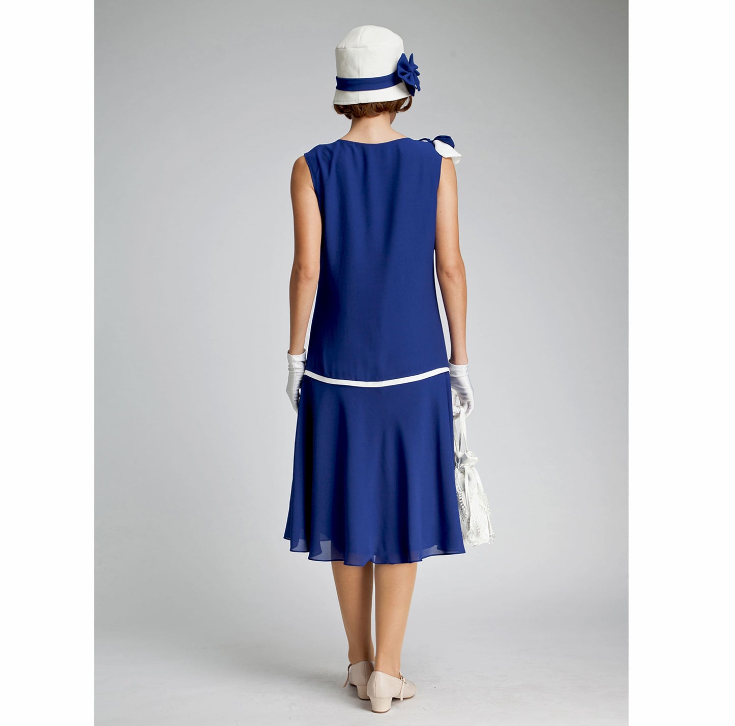 Great Gatsby dress in dark blue and off-white