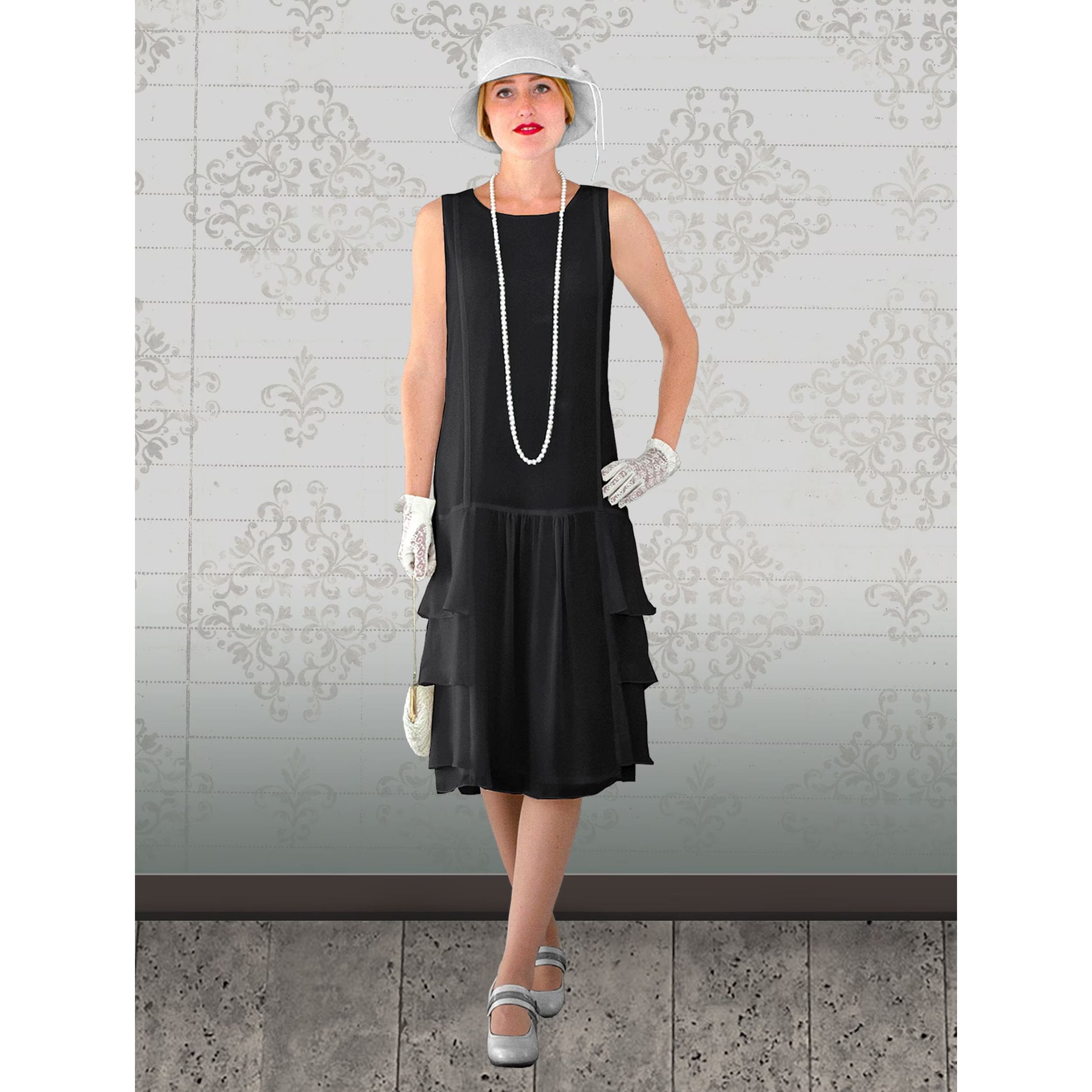 Black chiffon flapper dress with tiered skirt â LaVieDelight