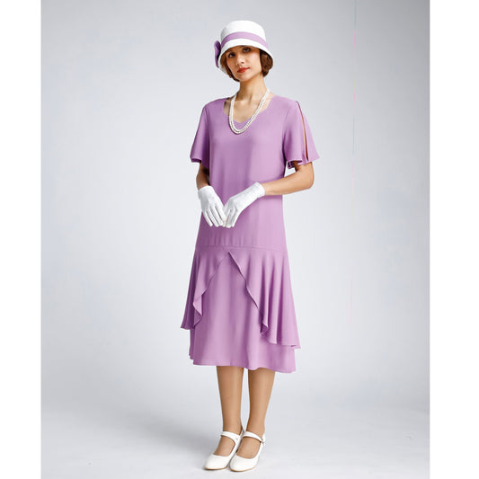 1920s Great Gatsby dress in lavender with sweetheart neckline - a Roaring Twenties dress