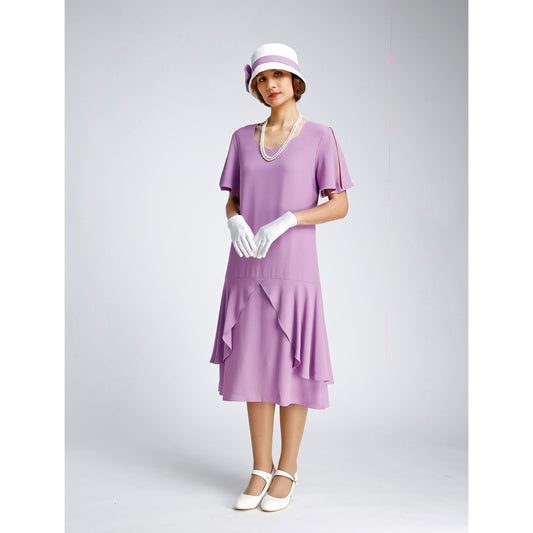 Great Gatsby dress in lavender color with sweetheart neckline