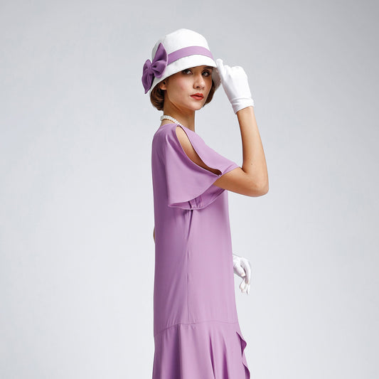 Great Gatsby dress in lavender color with sweetheart neckline - a vintage-inspired Roaring Twenties dress