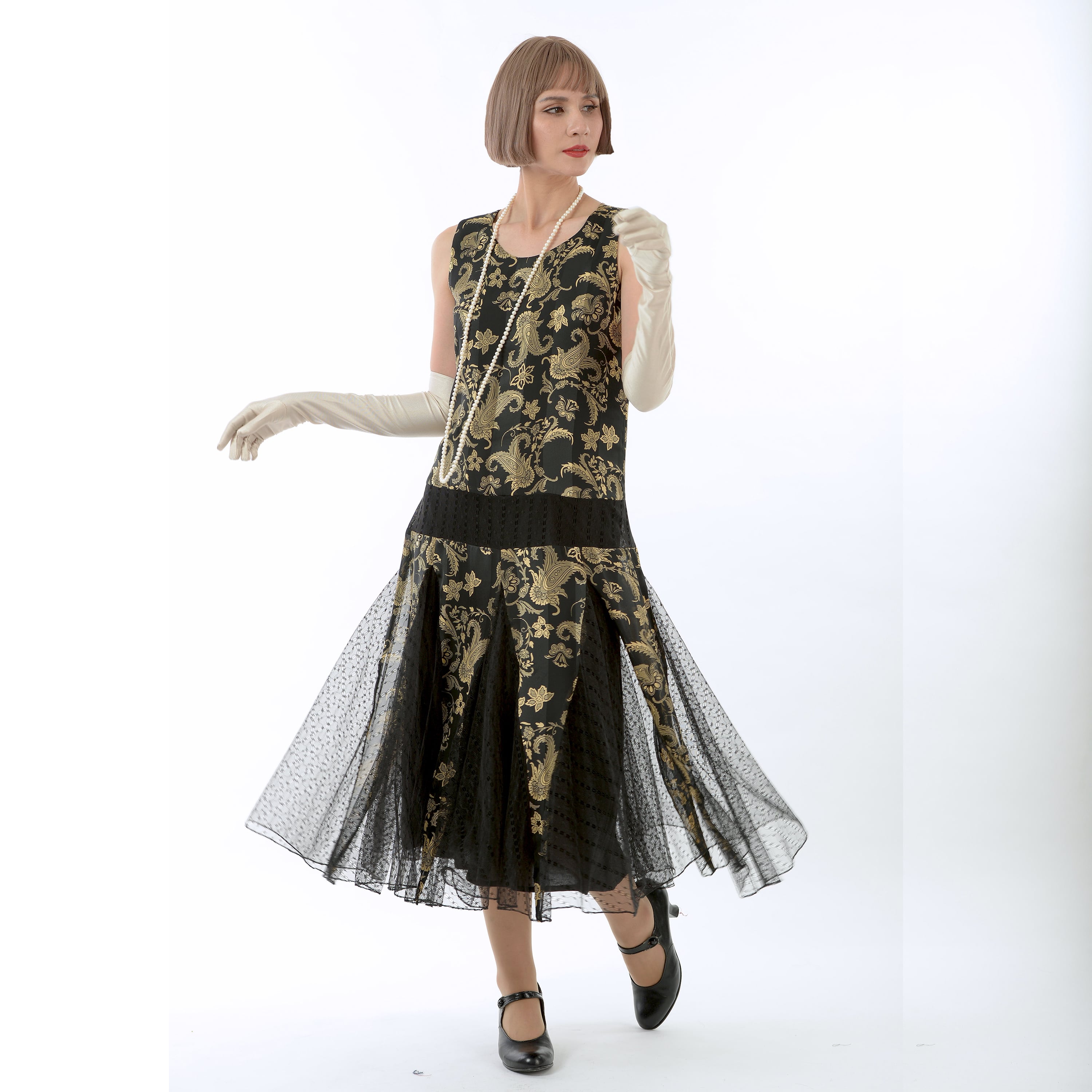 1920s evening dress in black and gold satin with black skirt godets LaVieDelight 1920s evening dress in black and gold satin with black skirt godets LaVieDelight