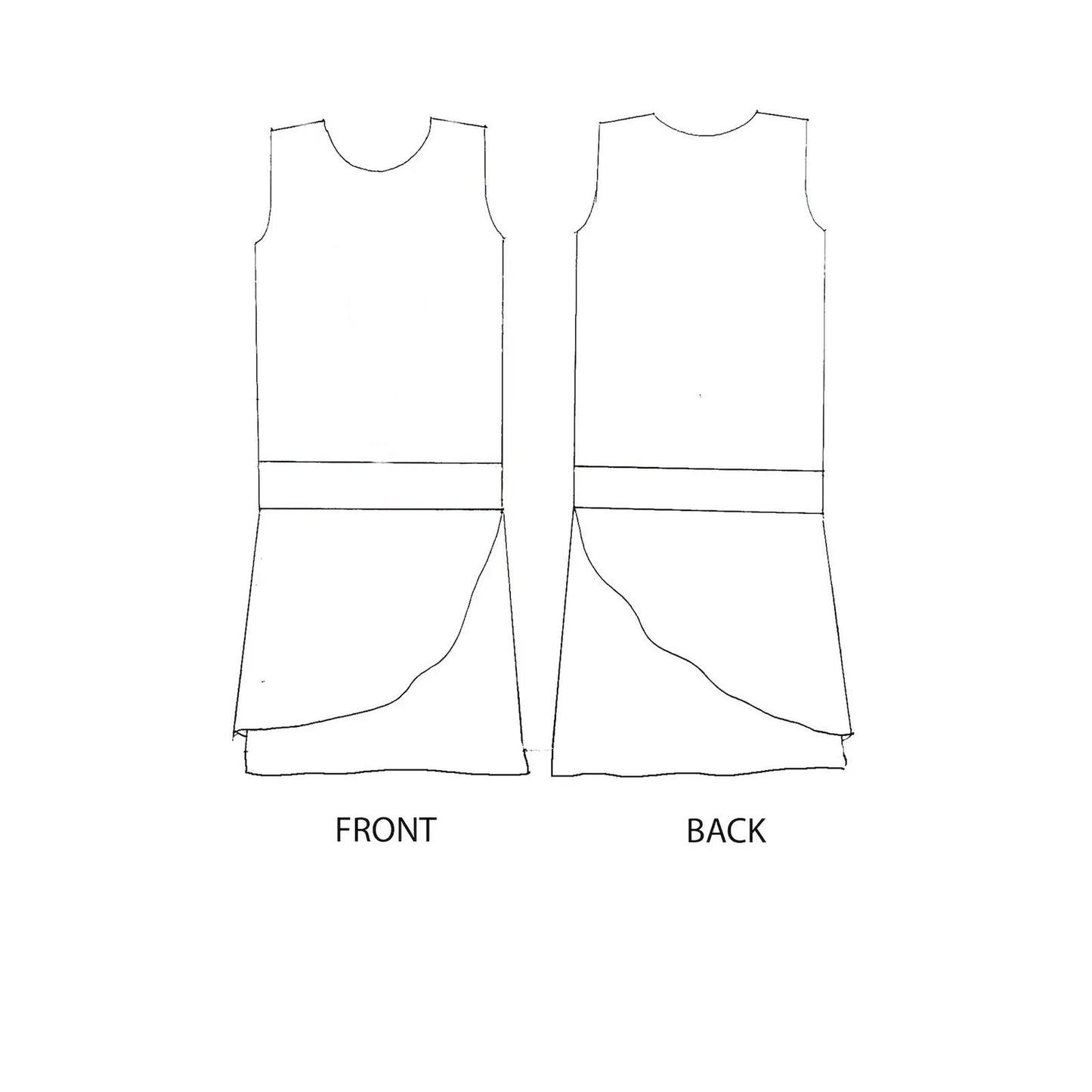 1920s summer dress of printed light blue chiffon with a ruffled skirt detail