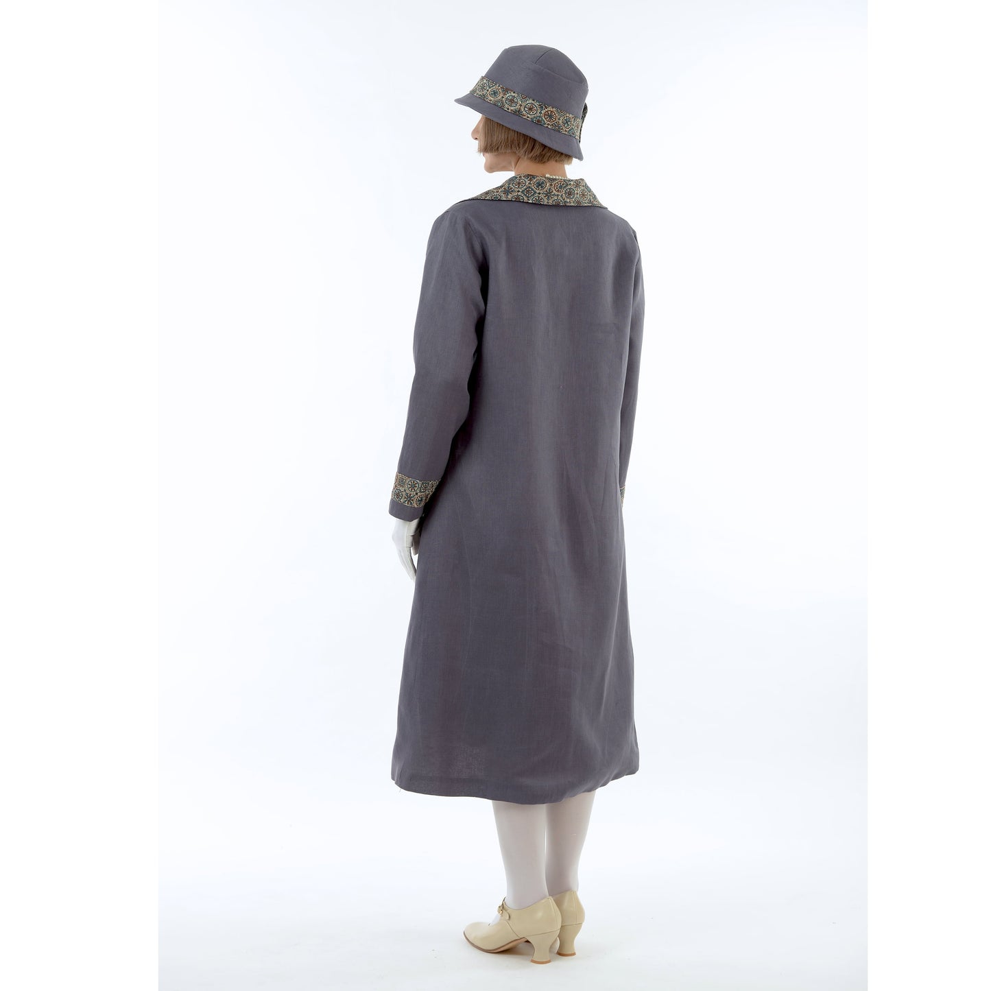 Dark grey linen cloche hat
