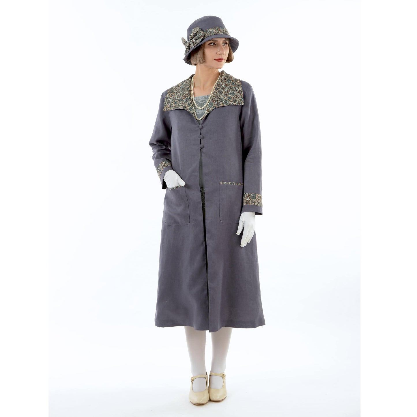 CLEARANCE: Great Gatsby linen day coat in muted dark grey
