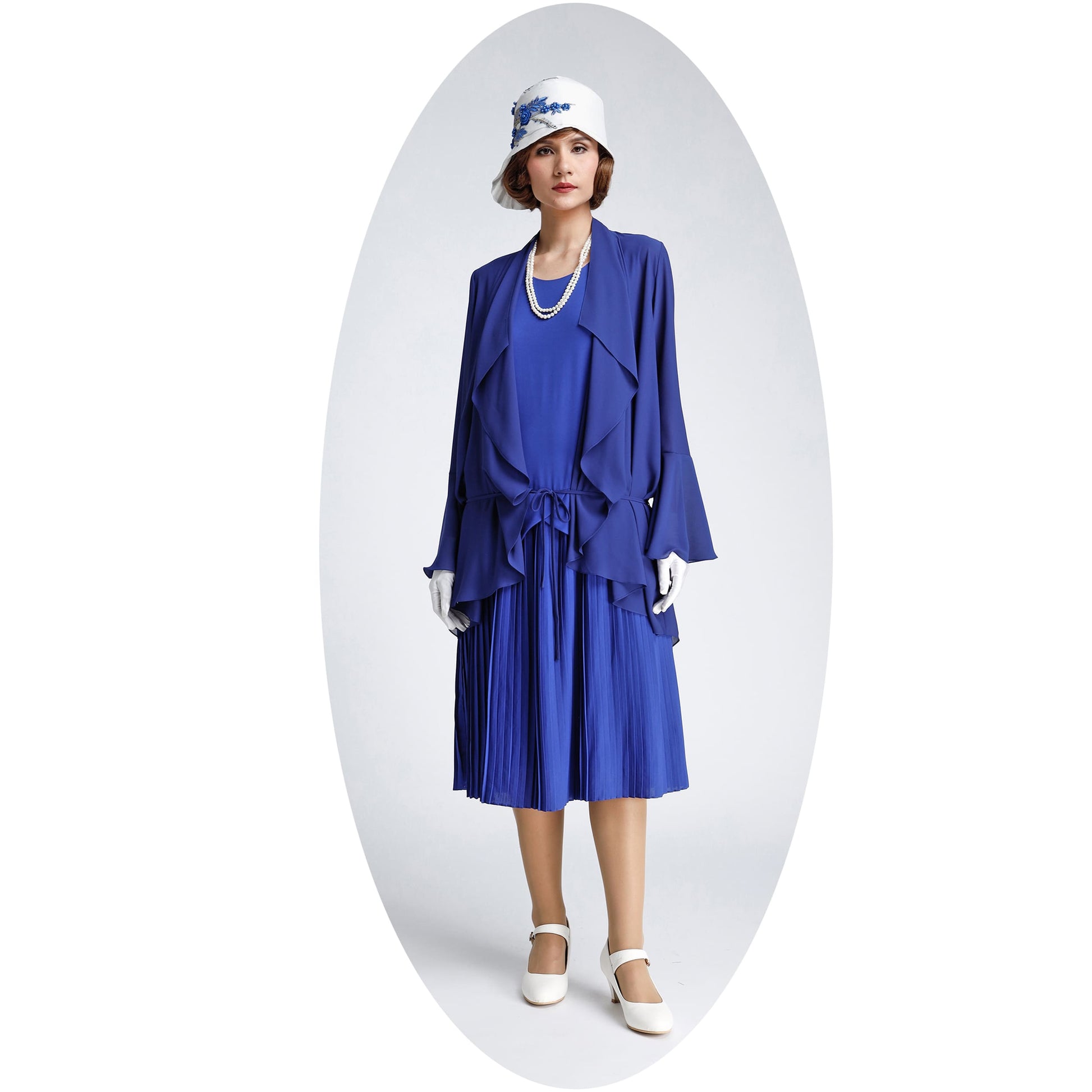 Dark Blue chiffon 1920s cardigan.  Can be worn as a Great Gatsby jacket, 1920s high tea cardigan, flapper jacket or mother of the bride jacket.