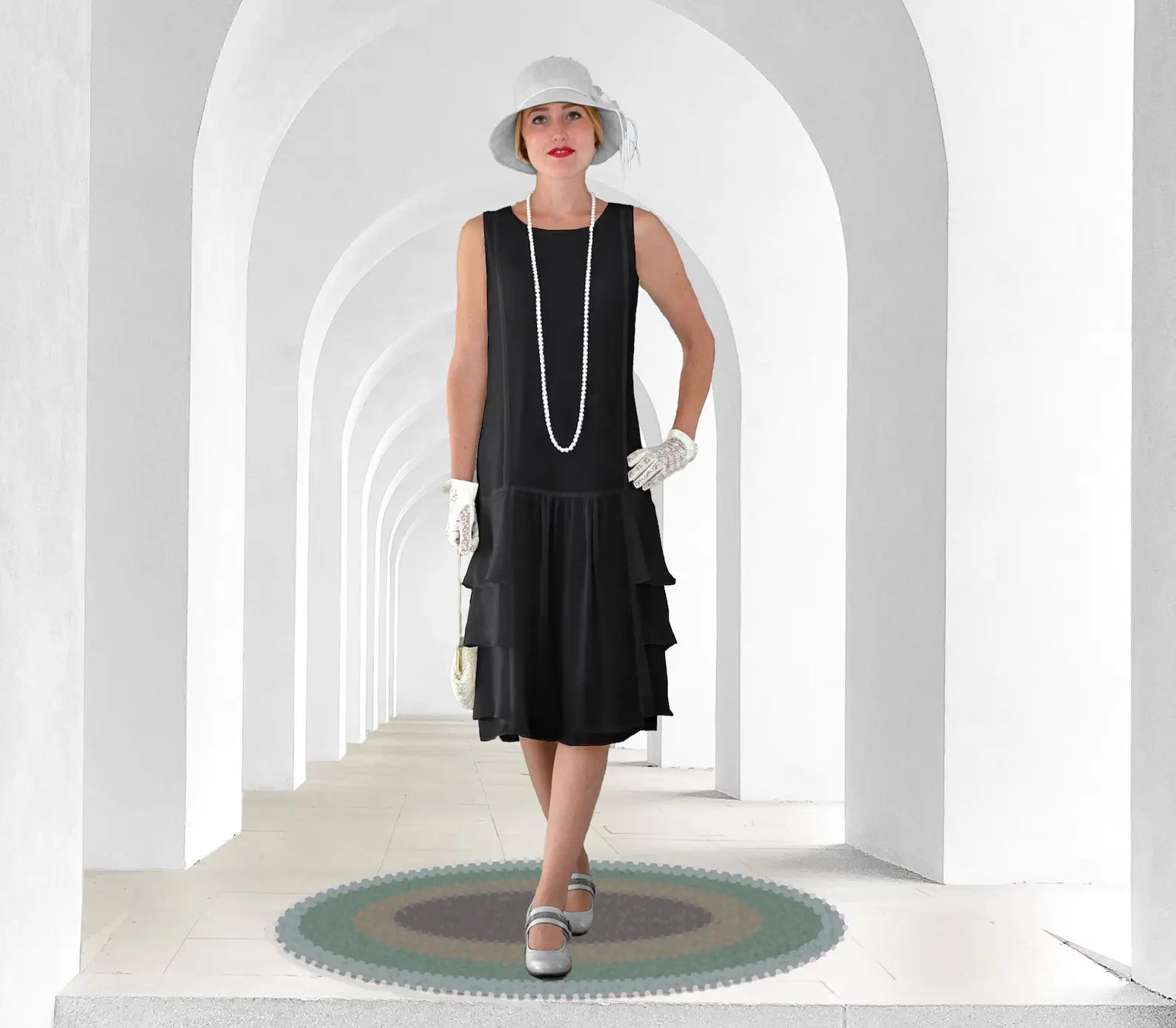 Black chiffon flapper dress with tiered skirt LaVieDelight Black chiffon flapper dress with tiered skirt LaVieDelight