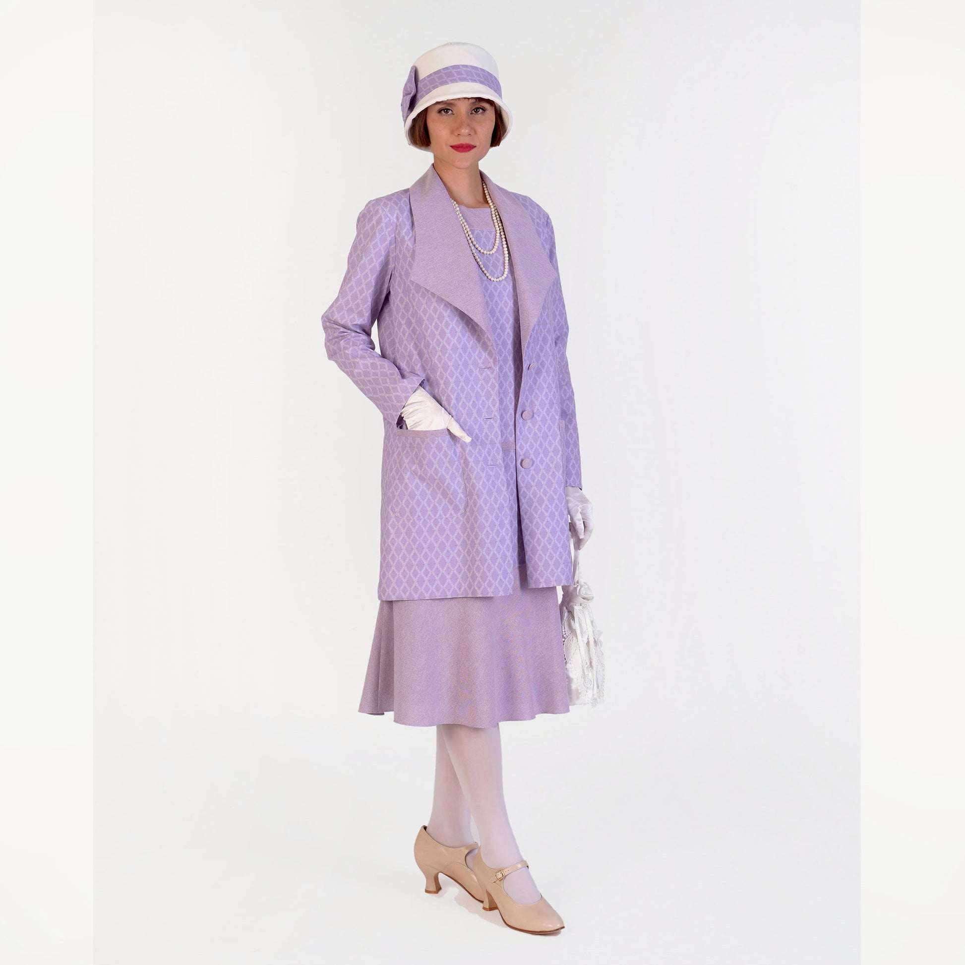 1920s cotton jacket - or 2-piece ensemble with dress - in light purple - a Roaring Twenties jacket