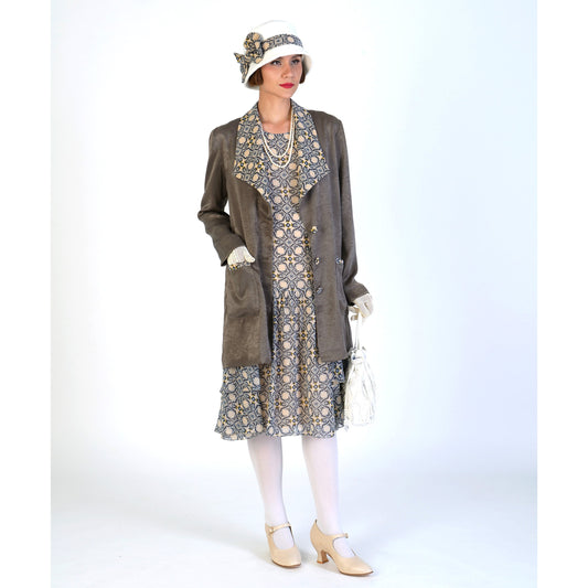 1920s satin jacket - or 2-piece ensemble with chiffon dress - in brown - a Roaring Twenties jacket