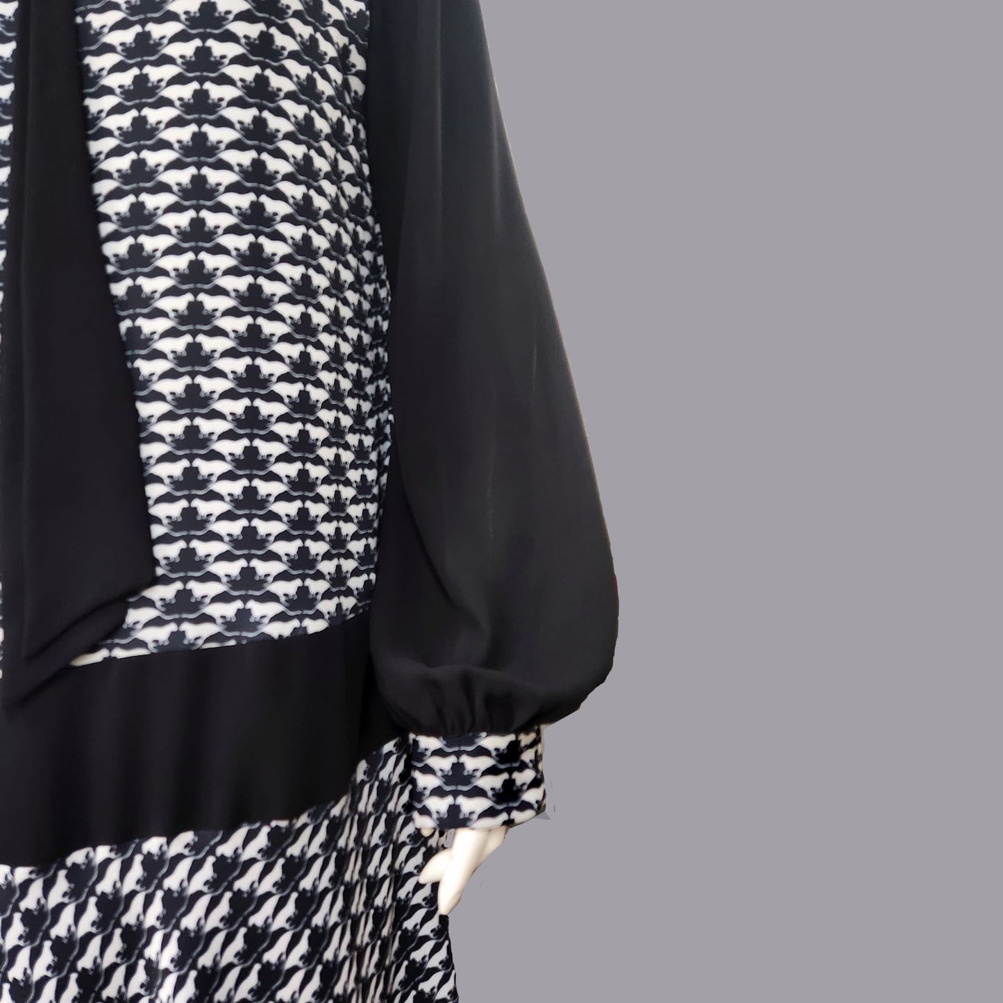 Authentic 1920s Dress in Geometric Black and White Deco Print