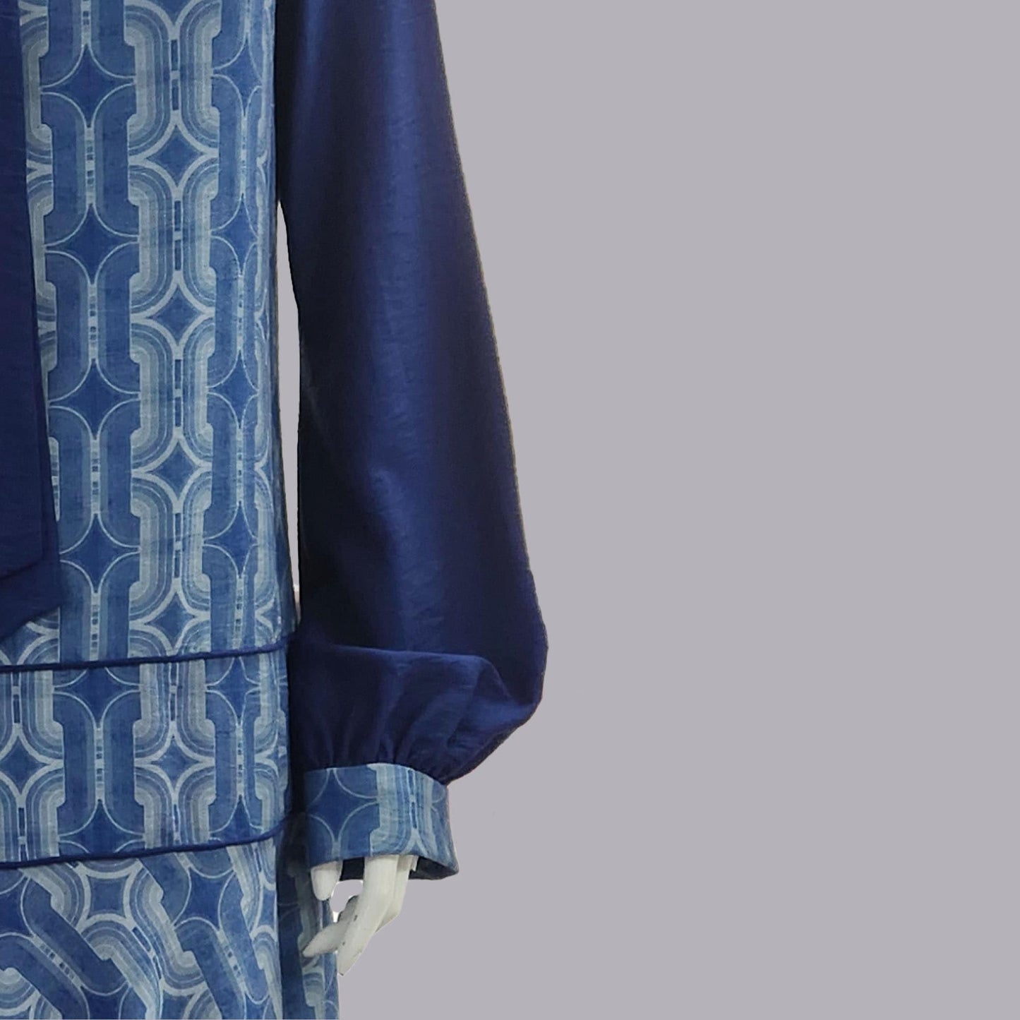 CLEARANCE: Art Deco dress in blue rayon blend with flowing drop-waist silhouette