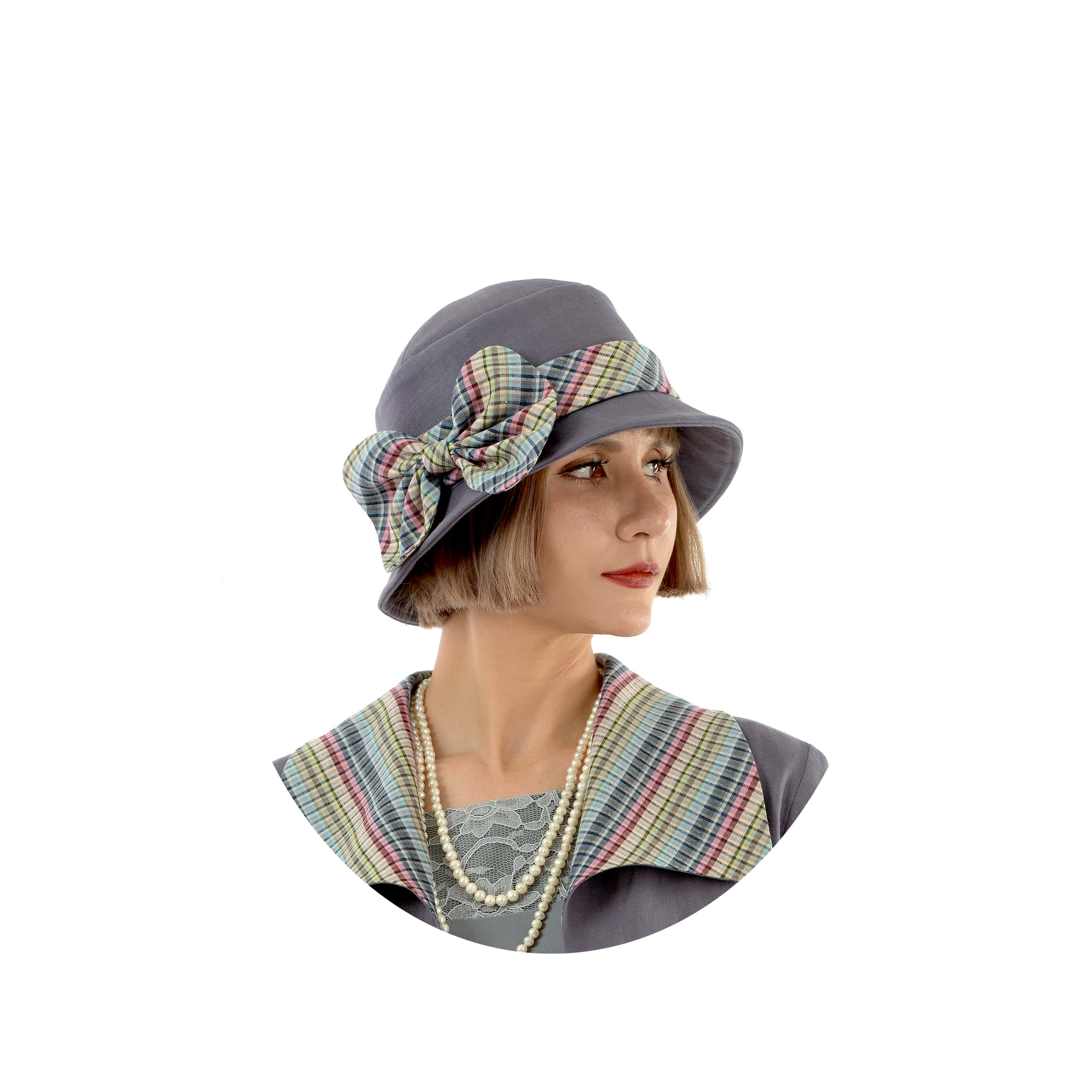Chapeau Cloche Années Folles - Faux Cuir Camel Et Tulle - Fait Main En France - Taille M