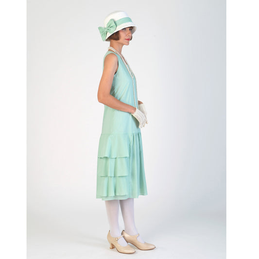 Mint green 1920s summer dress made of high quality Japanese cotton. Can be worn as a Great Gatsby summer dress or Downton Abbey dress.