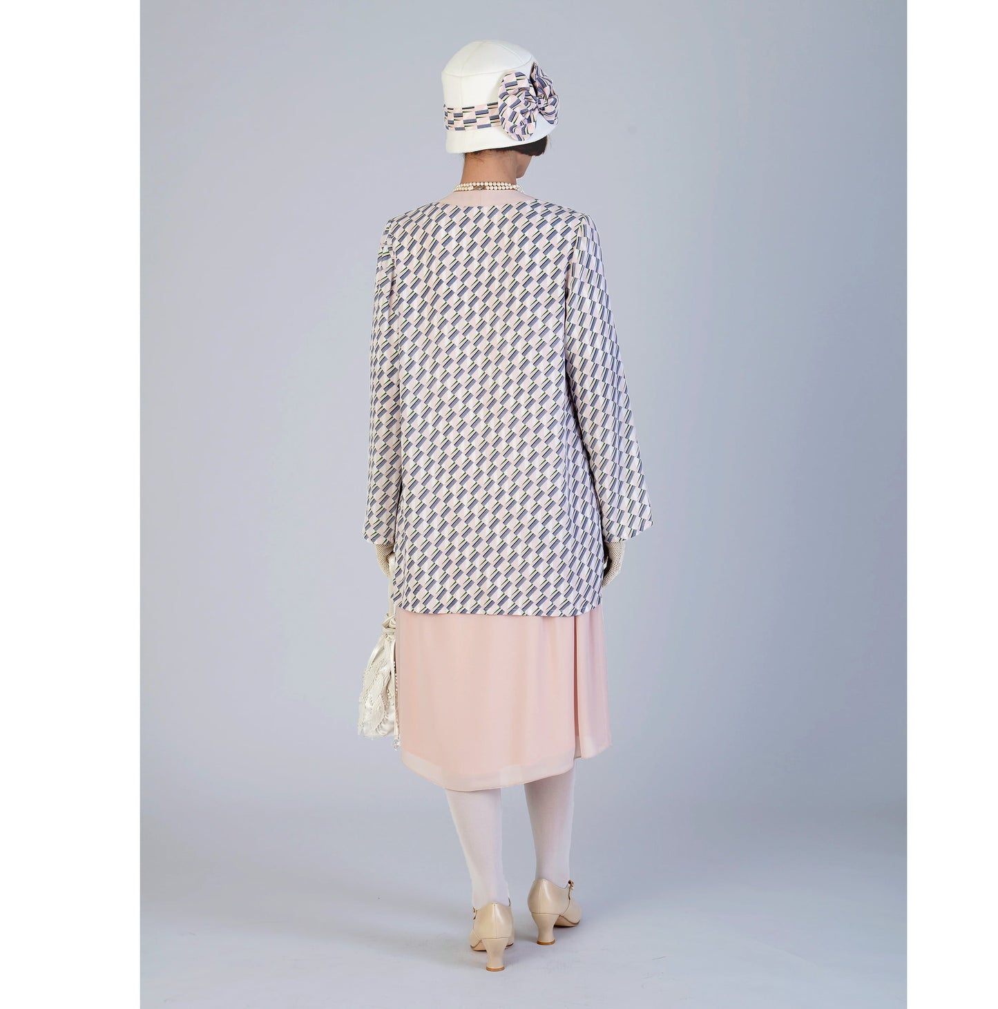 Great Gatsby jacket - or 2-piece ensemble with dress - in nude chiffon
