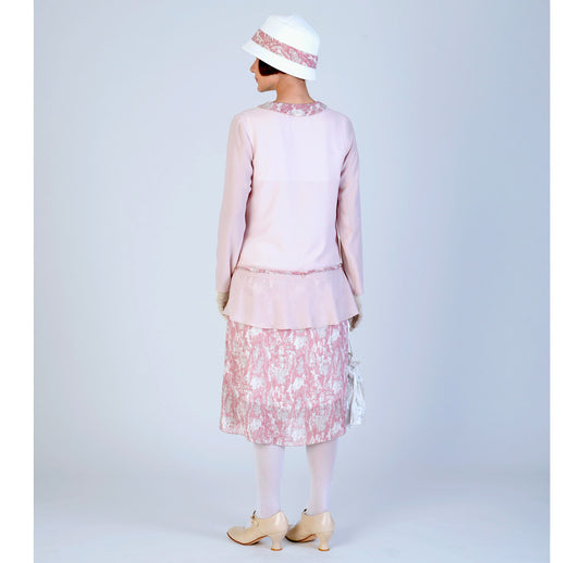 CLEARANCE: 2-Piece 1920s Ensemble in Nude and Pink Chiffon