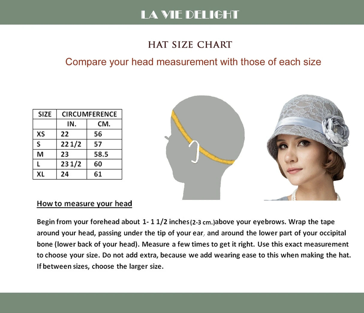 1920s cloche hat in off-white cotton and rectangular printed chiffon