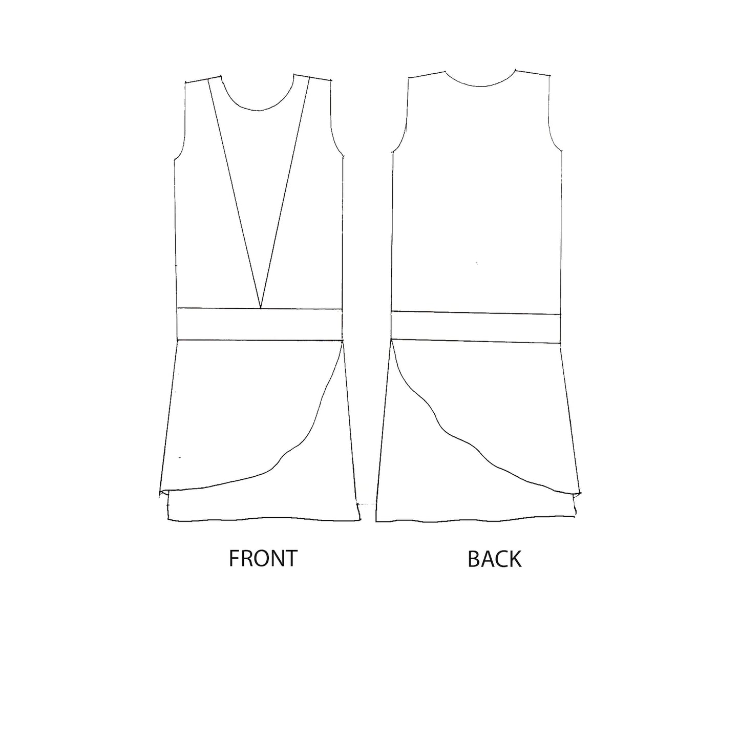 Black chiffon flapper dress with a ruffled skirt detail