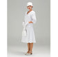 White Gatsby cotton dress with small puritan collar and 3/4 sleeves