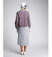 CLEARANCE: 1920s Cotton 2-Piece Gatsby Day Dress in Solid Grey and blue/red/grey print