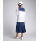 A 2-piece sailor ensemble made of white and navy blue cotton, and classic vintage inspired detailing