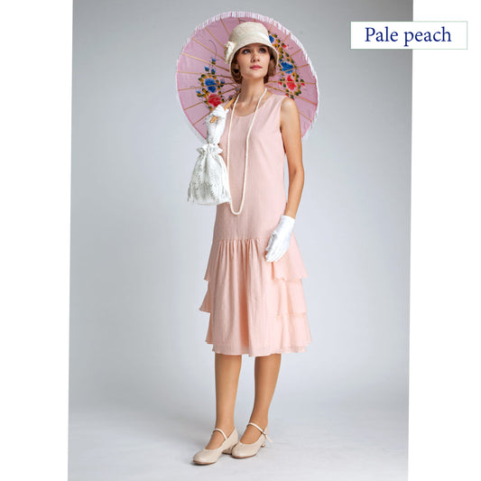 1920s dress made of pale peach cotton with tiered skirt