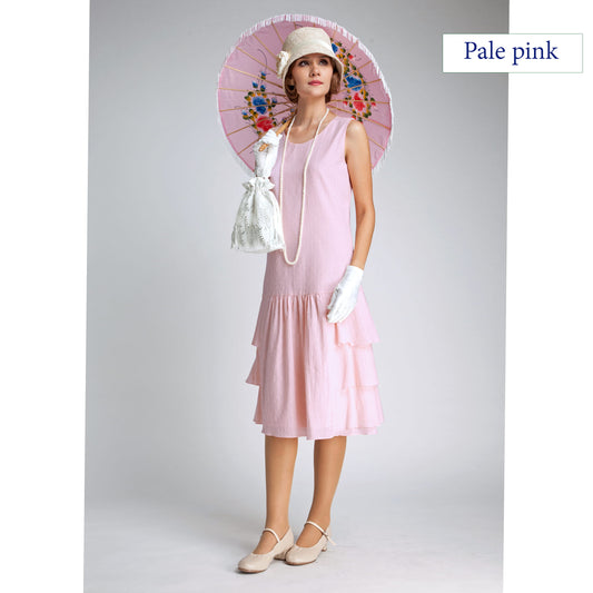 1920s dress made of pale pink cotton with tiered skirt