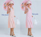 Downton Abbey dress of pale peach or pale pink cotton wth shoulder bow