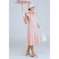Downton Abbey dress of pale peach or pale pink cotton wth shoulder bow