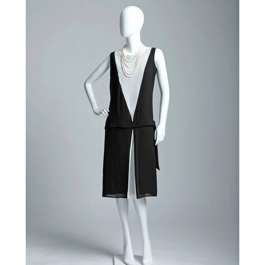 1920s art deco dress in black and off-white - a vintage-inspired Roaring Twenties dress