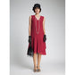 Maroon red chiffon flapper dress with drape and bow