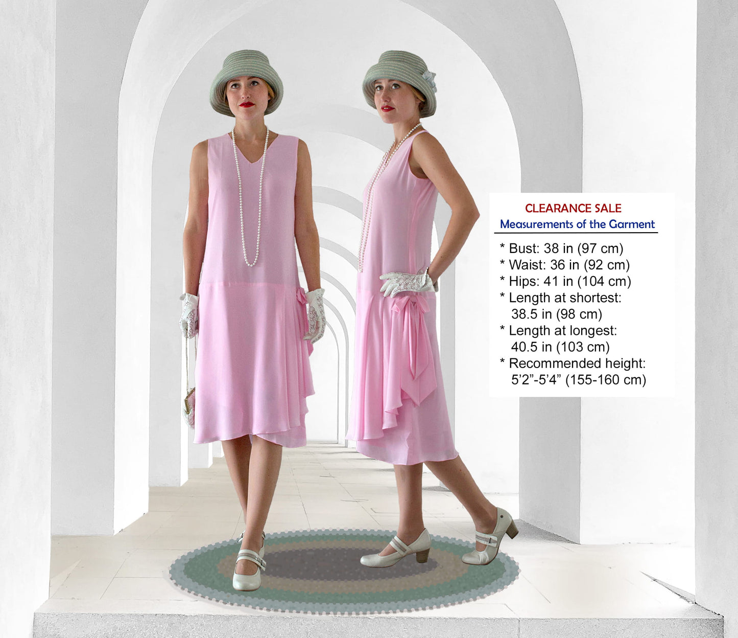 CLEARANCE: Pink Chiffon Gatsby Dress with a Drape and Bow
