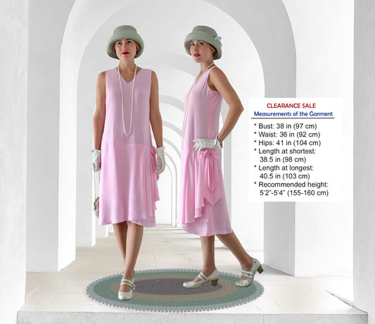 CLEARANCE: Pink Chiffon Gatsby Dress with a Drape and Bow