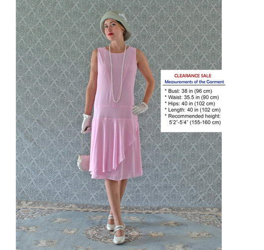 CLEARANCE: Pink Chiffon Gatsby Dress with a ruffled skirt detail