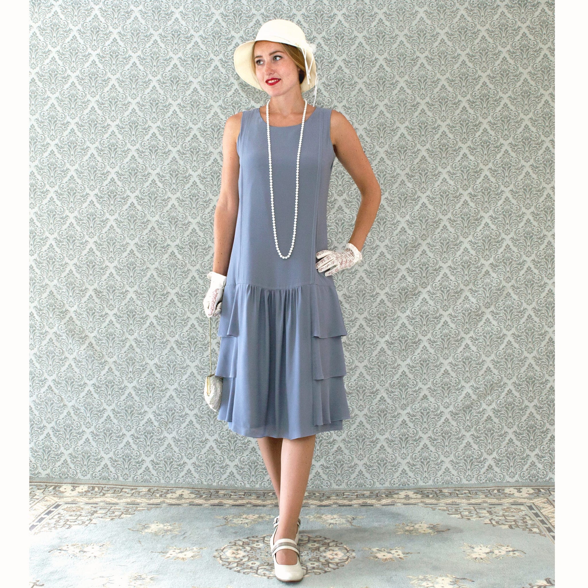 Grey 1920s drop waist dress with tiered skirt – LaVieDelight