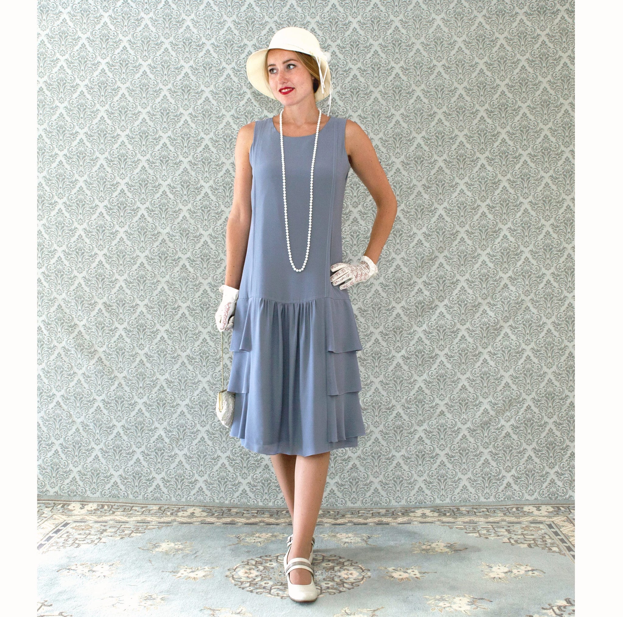 Grey 1920s drop waist dress with tiered skirt – LaVieDelight