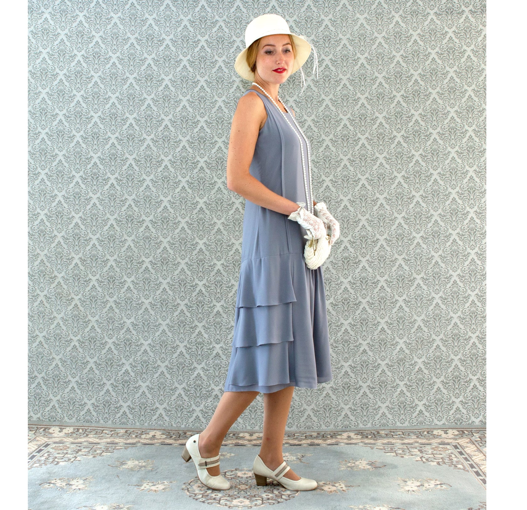 Grey 1920s drop waist dress with tiered skirt – LaVieDelight