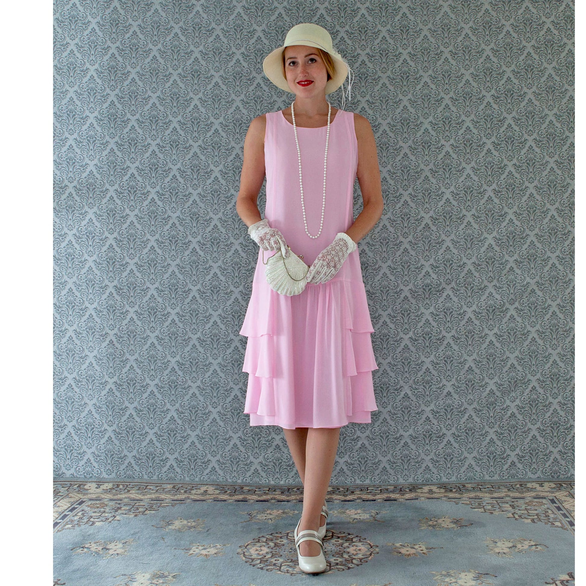 Pink Downton Abbey high tea dress with tiered skirt LaVieDelight Pink Downton Abbey high tea dress with tiered skirt LaVieDelight