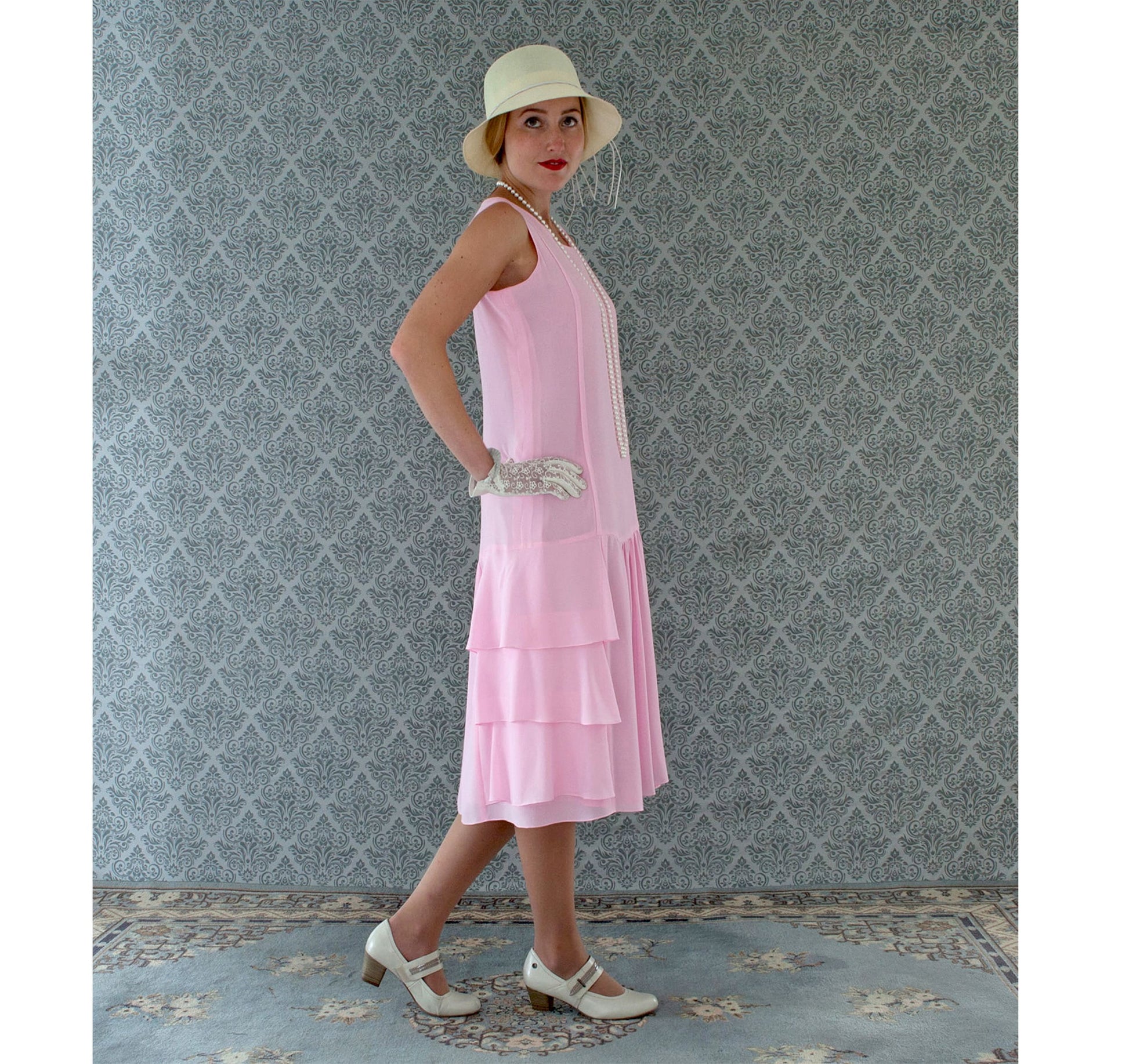 Pink Downton Abbey high tea dress with tiered skirt LaVieDelight Pink Downton Abbey high tea dress with tiered skirt LaVieDelight