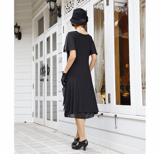 CLEARANCE: Black Great Gatsby dress wth sweetheart neckline