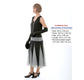 CLEARANCE: 1920s evening dress in black chiffon & grey tulle lace godets