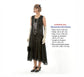CLEARANCE: Black metallic 1920s evening dress wth sequined detail