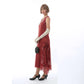 1920s flapper dress in dark red satin and lace