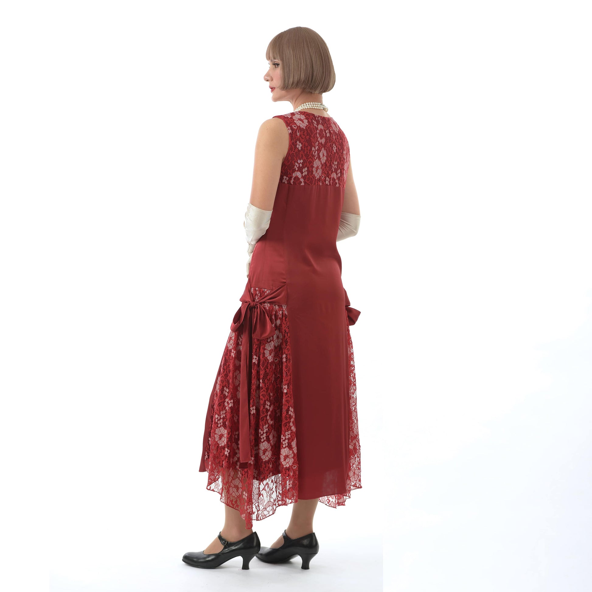 1920s flapper dress in dark red satin and lace – LaVieDelight 1920s flapper dress in dark red satin and lace – LaVieDelight