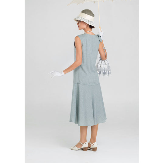 1920s dress made of quality linen fabric in grey color. It can be worn as a Great Gatsby party dress, flapper dress, high tea dress or Downton Abbey dress.