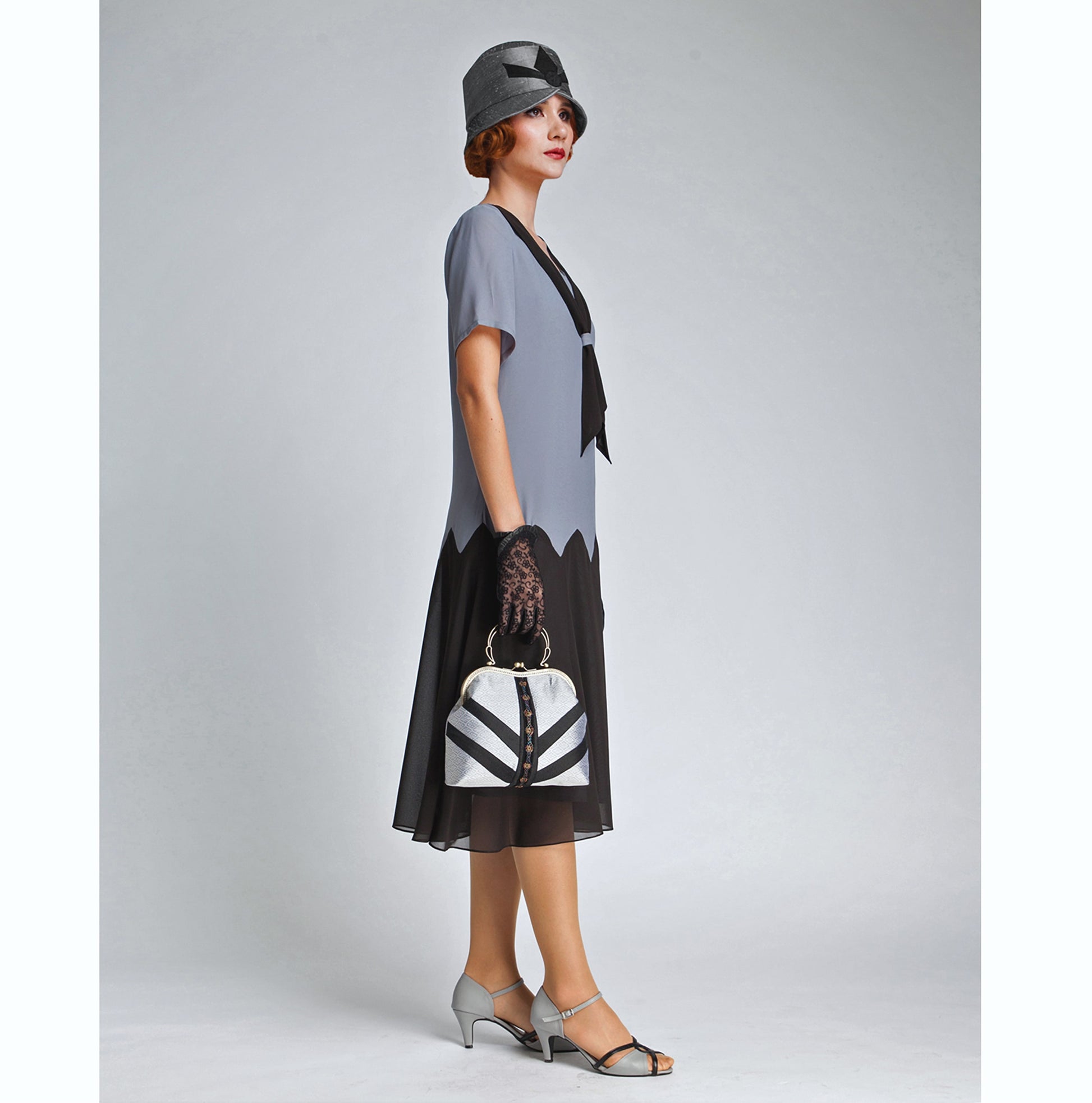 1920s dress in grey and black with zig zag details – LaVieDelight 1920s dress in grey and black with zig zag details – LaVieDelight