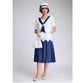 1920s-inspired dress in off-white & dark blue chiffon with zig zag details - a Roaring Twenties dress