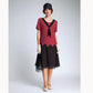 1920s inspired dress in maroon red and black with zig zag detail
