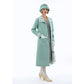 Great Gatsby linen day coat in pastel blue and stripe details in blue and white. This 1920s fashion coat can be worn as a flapper summer jacket