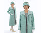 Great Gatsby linen day coat in pastel blue & blue/white stripe details - a roaring twenties jacket