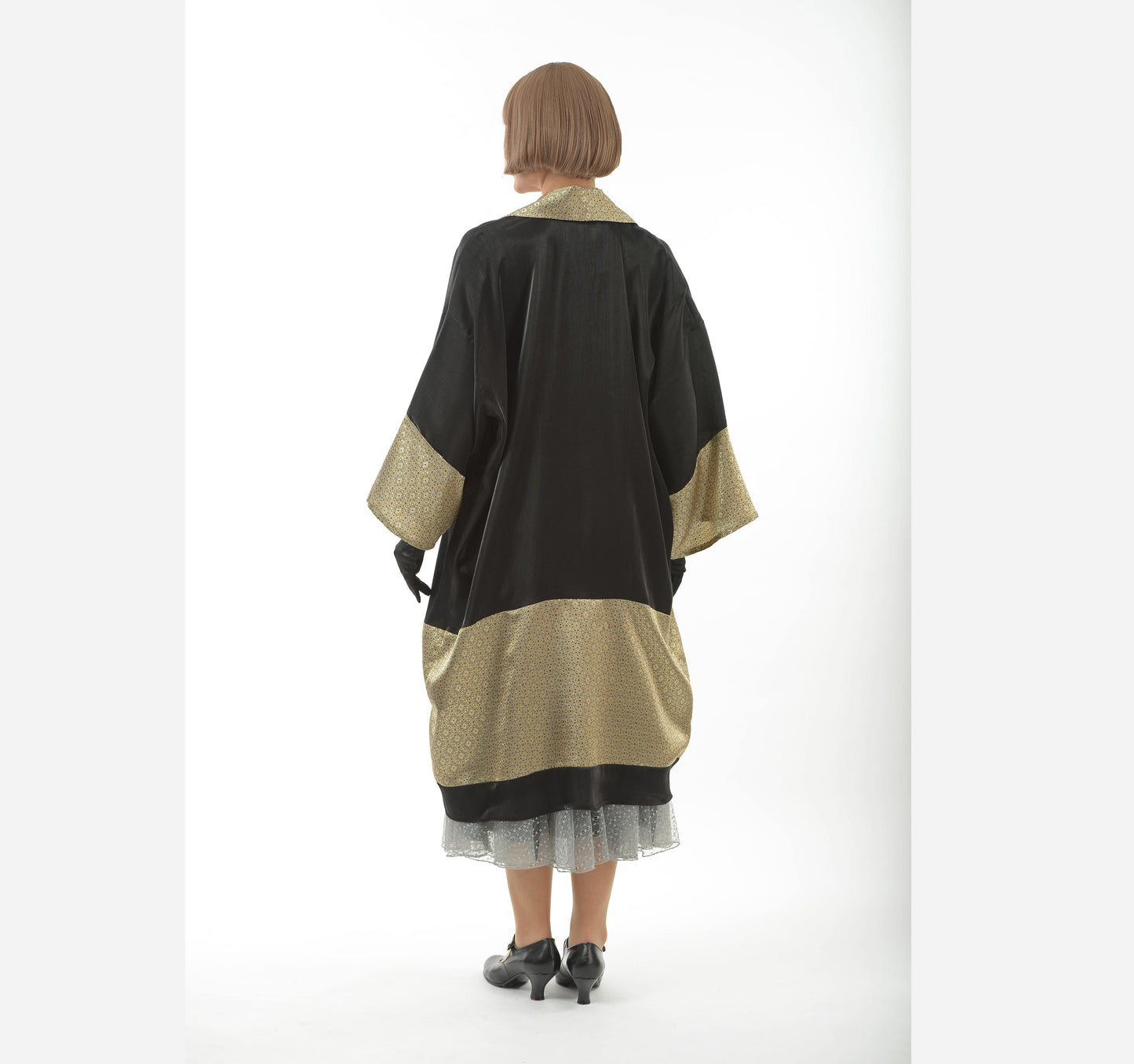 CLEARANCE: One-of-a-kind 1920s Gatsby kimono in black satin
